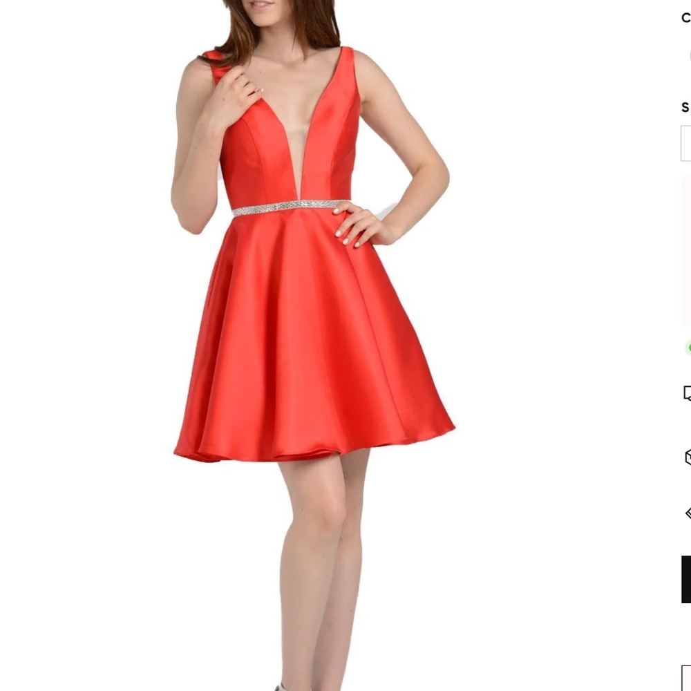 Short Illusion V-Neck- Red -Small-NWT